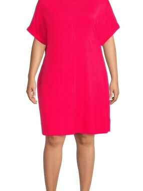 Terra & Sky T-shirt Dress With Pockets Dolman Sleeves Rolled Cuffs Women's Sz 1X